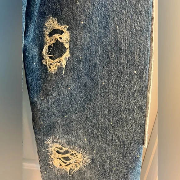 Hm basquiat denim straight relaxed high jeans 27